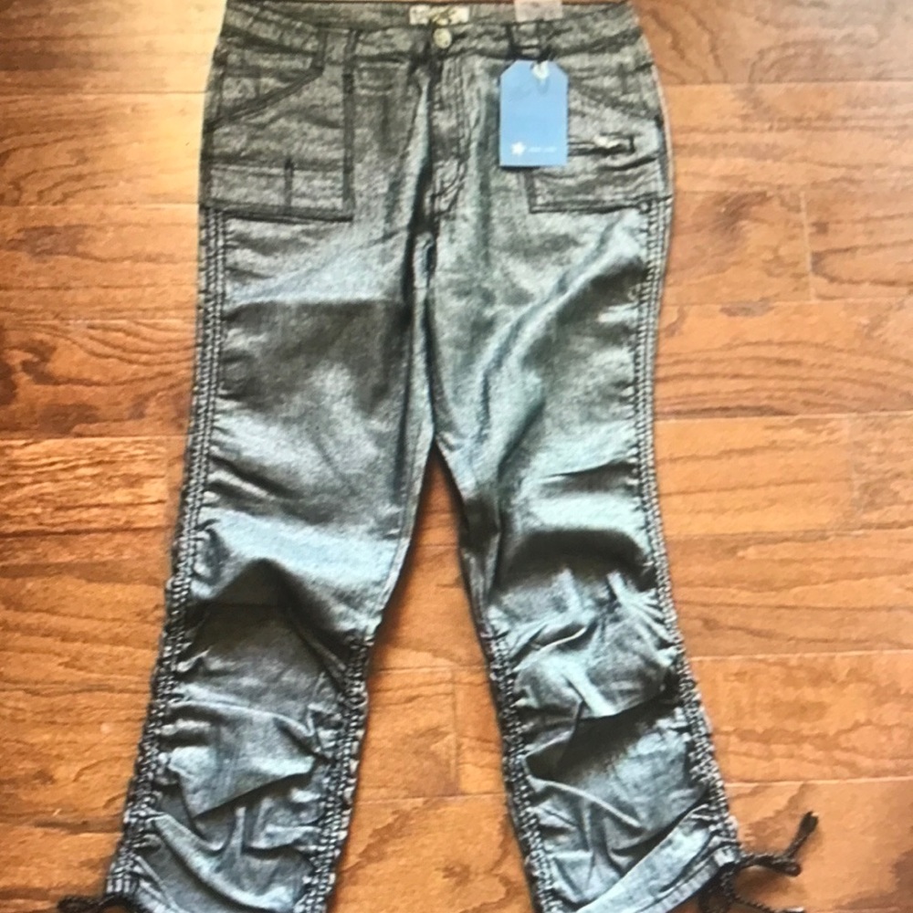 Crest jeans black metallic silver capris